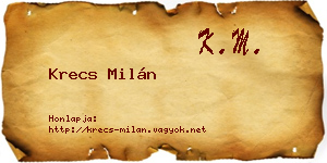 Krecs Milán névjegykártya